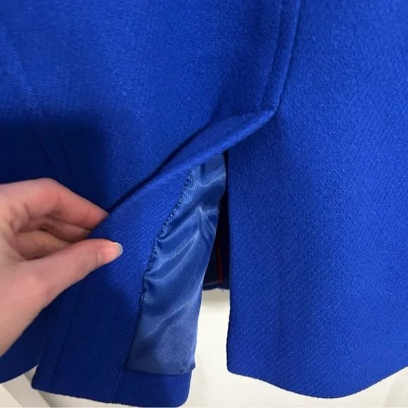 Talbots Pea Coat Italian Woven Wool Lined Double Breasted Size 20 Royal Blue - Picture 11 of 15